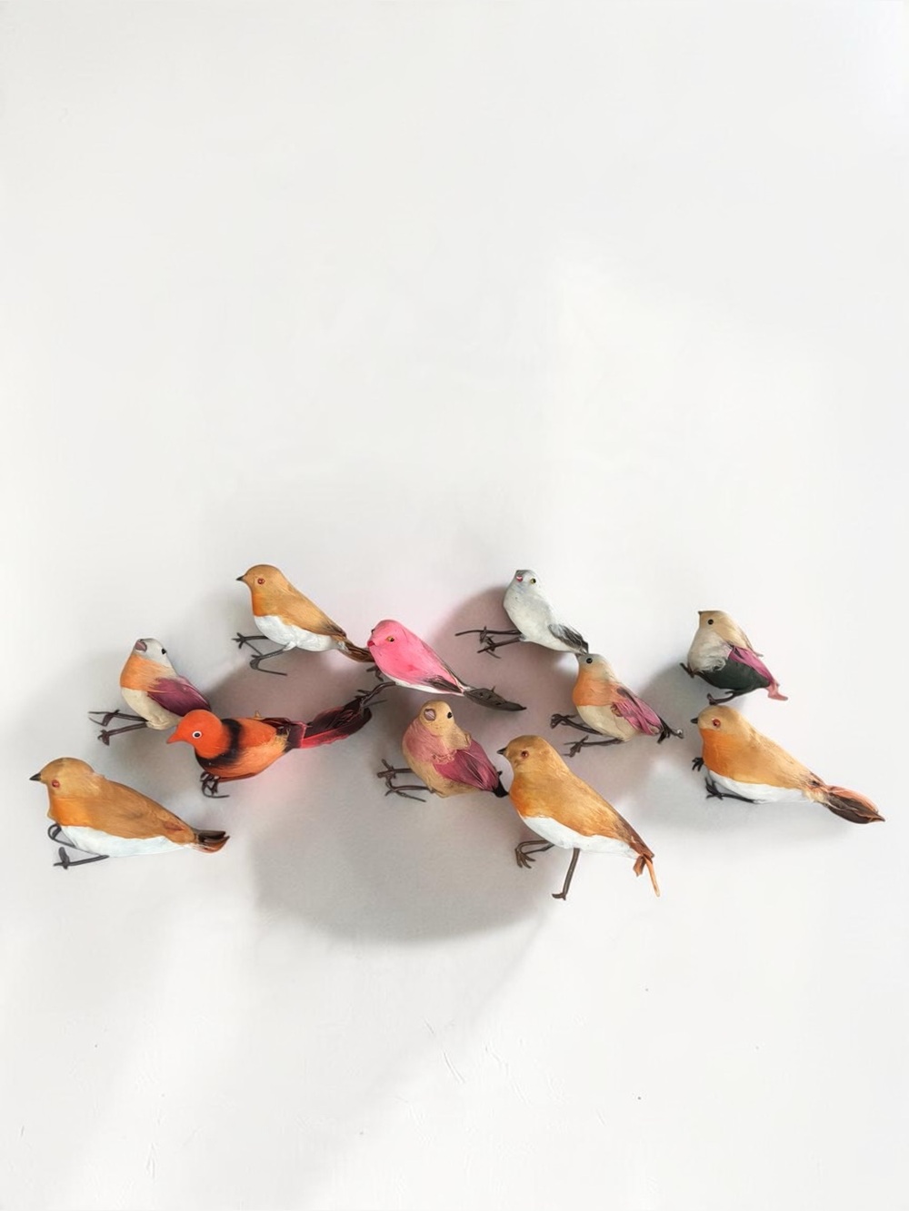 Vintage Style Feather Bird Christmas Ornaments Set of 10 Clip On Birds